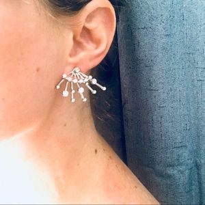 Silver and Gem Front and Back Earrings